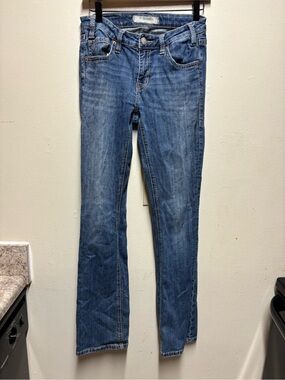 Rock & Roll Riding Jeans Womens 25x34 (25X32) Blue Denim Logo Cotton Mid Rise